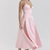 Tiffany Parisian Pink Satin A-Line Midi-kjoler