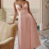 Tiffany Parisian Pink Satin A-Line Midi-kjoler