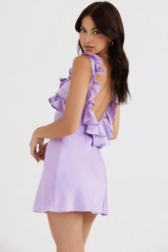 Tink Orchid Satin Ruffle Mini Kjoler