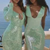 Titania Seafoam Sequin Maxi Aftenkjoler