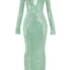 Titania Seafoam Sequin Maxi Aftenkjoler