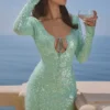 Titania Seafoam Sequin Maxi Aftenkjoler