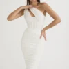 Valentina elfenbensfarget asymmetrisk midi-kjol