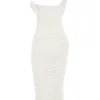 Valentina elfenbensfarget asymmetrisk midi-kjol