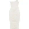 Valentina elfenbensfarget asymmetrisk midi-kjol