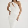 Valentina elfenbensfarget asymmetrisk midi-kjol