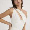 Valentina elfenbensfarget asymmetrisk midi-kjol