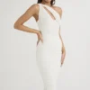 Valentina elfenbensfarget asymmetrisk midi-kjol