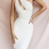 Valentina elfenbensfarget asymmetrisk midi-kjol