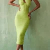 Valentina Lime asymmetrisk midi-kjolelengde med utskjæringer