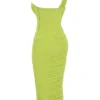 Valentina Lime asymmetrisk midi-kjolelengde med utskjæringer