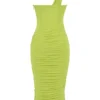 Valentina Lime asymmetrisk midi-kjolelengde med utskjæringer