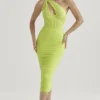 Valentina Lime asymmetrisk midi-kjolelengde med utskjæringer