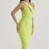 Valentina Lime asymmetrisk midi-kjolelengde med utskjæringer