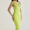 Valentina Lime asymmetrisk midi-kjolelengde med utskjæringer