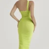 Valentina Lime asymmetrisk midi-kjolelengde med utskjæringer