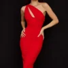 Valentina Scarlet asymmetrisk midikjole med utskjæringer