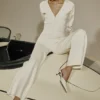 Vanna Off White bomullsstrikkede bukser