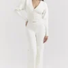 Vanna Off White bomullsstrikkede bukser