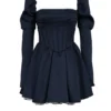 Venetia Midnight Satin Puff Sleeve Mini Kjoler