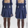 Venetia Midnight Satin Puff Sleeve Mini Kjoler