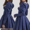Venetia Midnight Satin Puff Sleeve Mini Kjoler