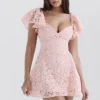 Verity Perfectly Pink blomstret blonderminikjole