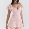 Verity Perfectly Pink blomstret blonderminikjole