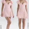 Verity Perfectly Pink blomstret blonderminikjole