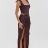 Vesper Rich Brown Maxi Skjørt