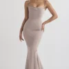 Violette Mushroom Satin Fishtail Aftenkjoler