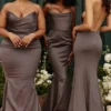 Violette Shadow Satin Fishtail-aftenkjole
