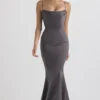 Violette Shadow Satin Fishtail-aftenkjole
