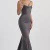 Violette Shadow Satin Fishtail-aftenkjole