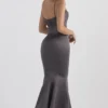 Violette Shadow Satin Fishtail-aftenkjole