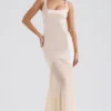 Vittoria Champagne Chiffon gulvlengde aftenkjole