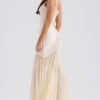 Vittoria Champagne Chiffon gulvlengde aftenkjole