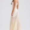 Vittoria Champagne Chiffon gulvlengde aftenkjole