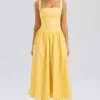 Vivien Apricot Cotton Midi Sommerkjoler