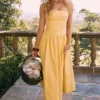Vivien Apricot Cotton Midi Sommerkjoler