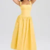 Vivien Apricot Cotton Midi Sommerkjoler
