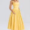 Vivien Apricot Cotton Midi Sommerkjoler