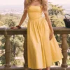 Vivien Apricot Cotton Midi Sommerkjoler