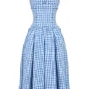 Vivien Regatta Blue Gingham Midi Sommerkjoler