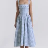 Vivien Regatta Blue Gingham Midi Sommerkjoler