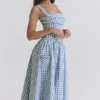 Vivien Regatta Blue Gingham Midi Sommerkjoler