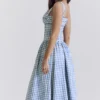 Vivien Regatta Blue Gingham Midi Sommerkjoler