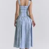 Vivien Regatta Blue Gingham Midi Sommerkjoler