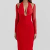 Yasmin Scarlet Plunge Midi-kjole
