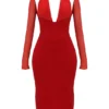 Yasmin Scarlet Plunge Midi-kjole